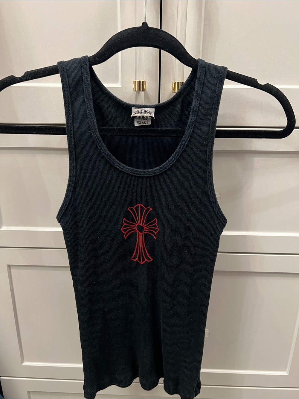 Vintage Chrome Hearts Red Cross Logo Rib Tank 90’s Womens OS